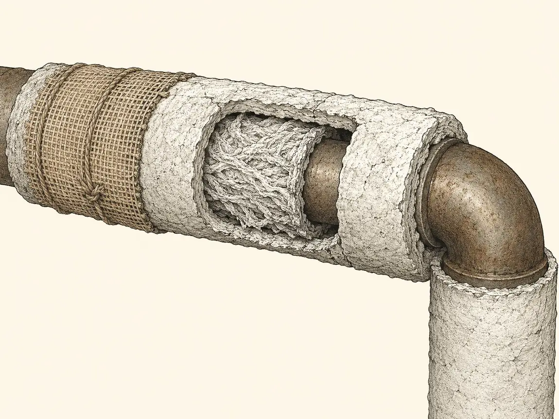 Asbestos pipe lagging and thermal insulation