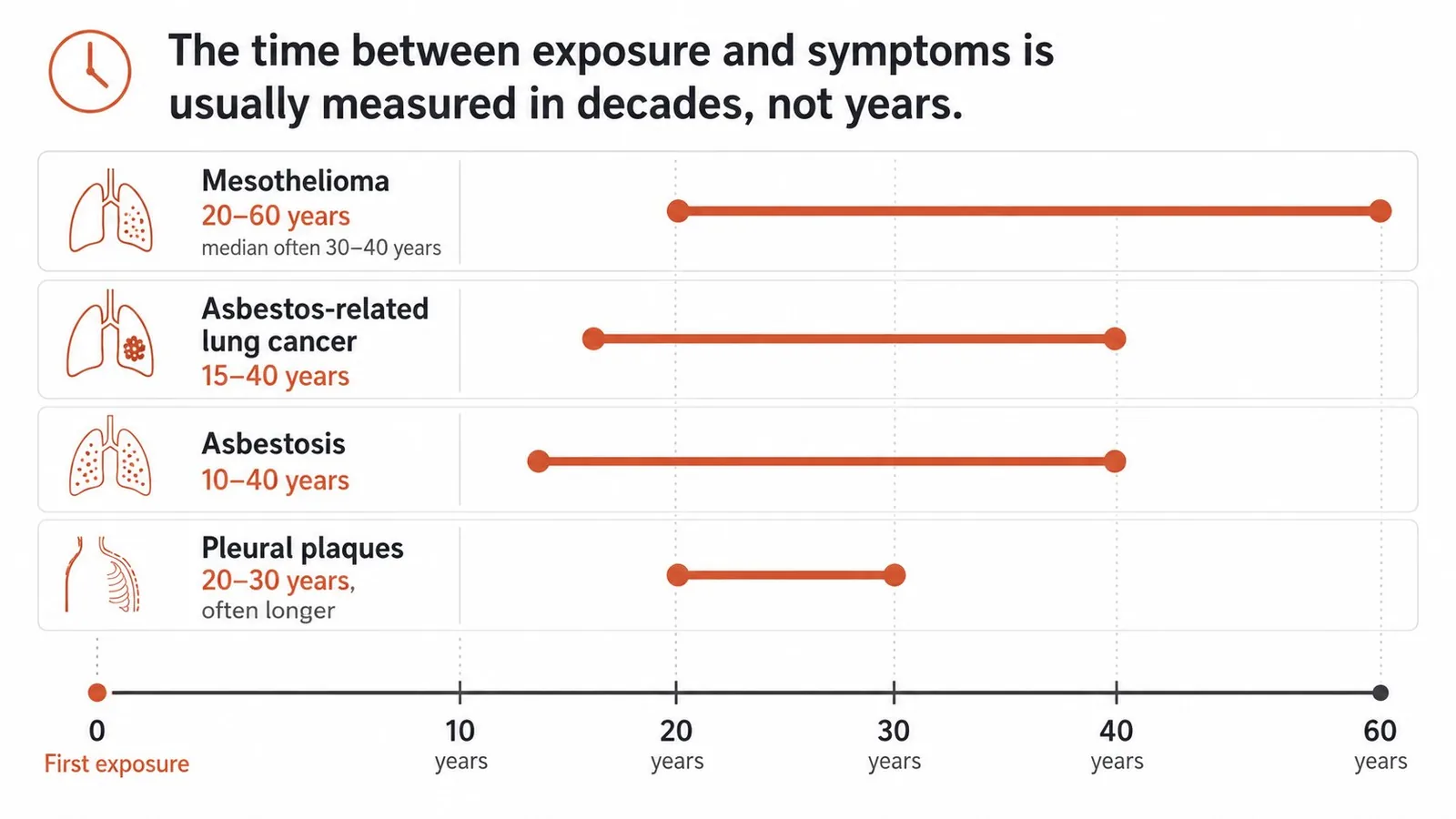 Asbestos disease latency timeline