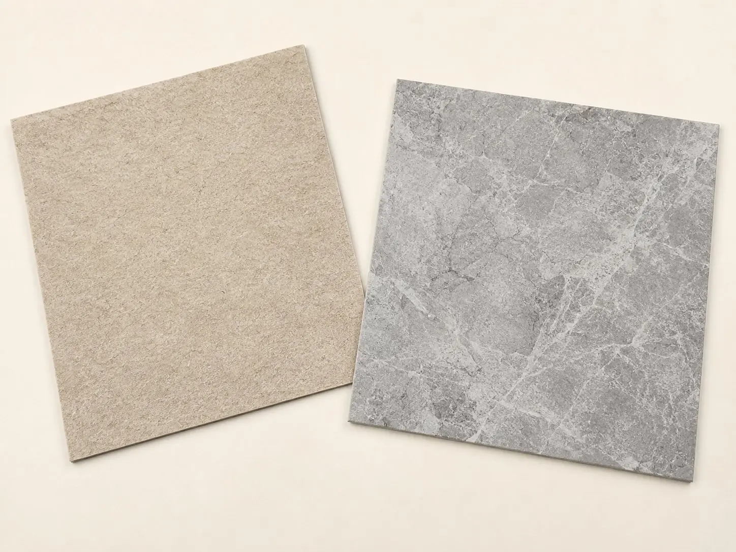 Comparison of the back texture of a paper-backed asbestos tile against a plain tile