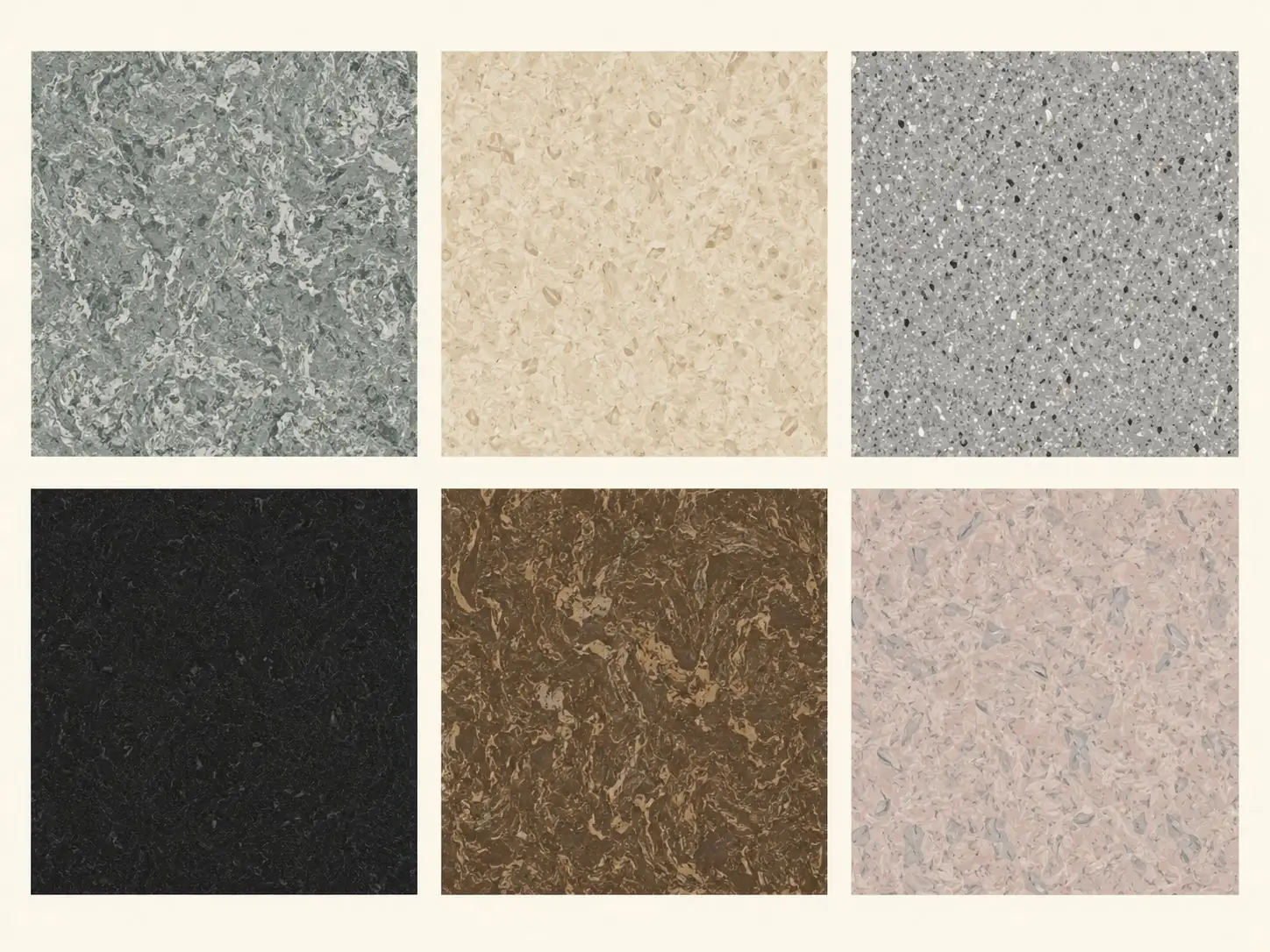 Examples of vintage floor tile colour patterns associated with asbestos content
