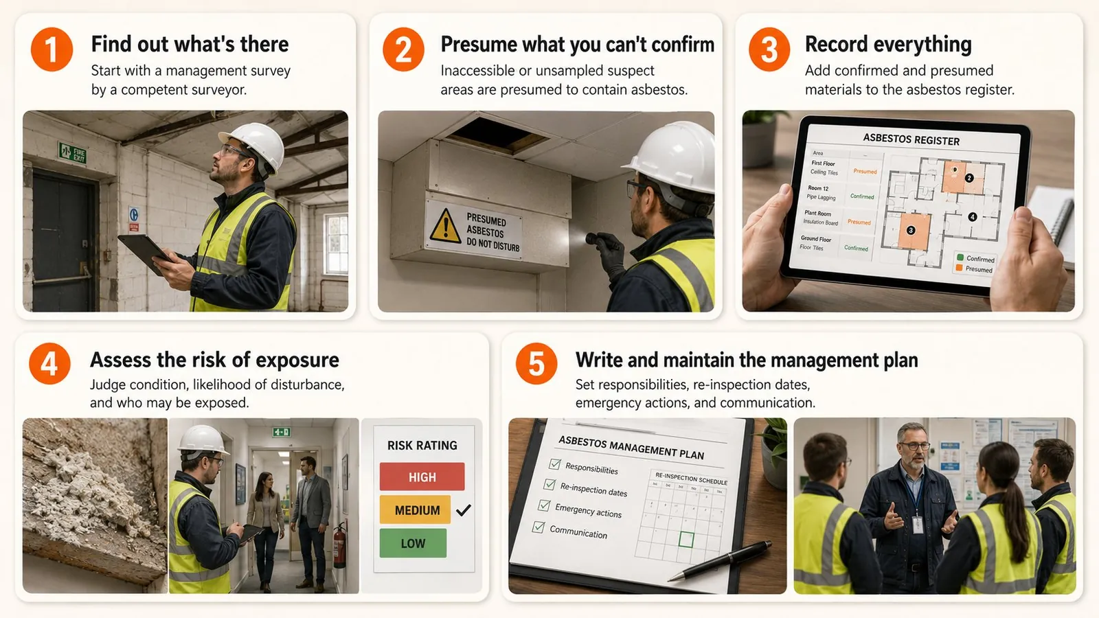 The five-step asbestos duty to manage process