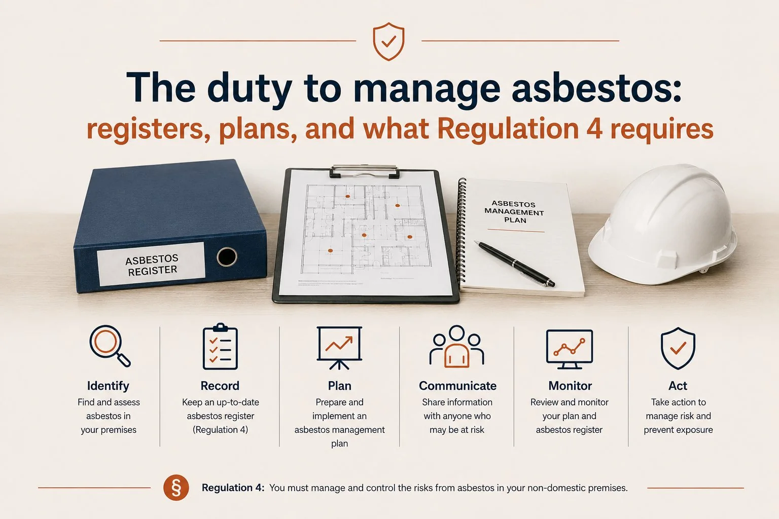 The duty to manage asbestos: registers, plans, and what Regulation 4 requires